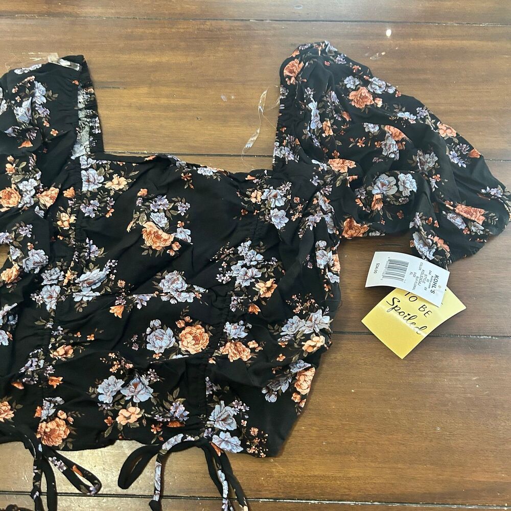 La Mamba Floral Print On / Off the Shoulder Scrunch Halter Top XL - Picture 3 of 4